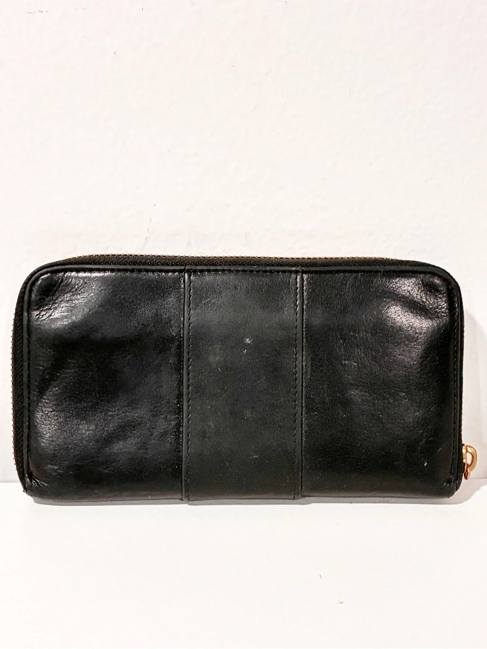 Tory Burch Carson Zip Continental Wallet Black Soft Leather Gold Hardware